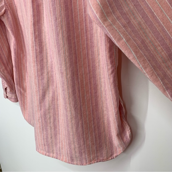 L.L. Bean Pink Blue Striped Long Sleeve Button Down Shirt Semi Casual Size Large - Picture 12 of 16